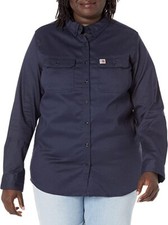 Carhartt Women's Flame-Resistant Rugged Flex Twill Jacket, Dark Navy, XL