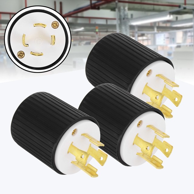 3Pcs Black L1430 30Amp 125/250 Volt 3 Pole 4 Wire