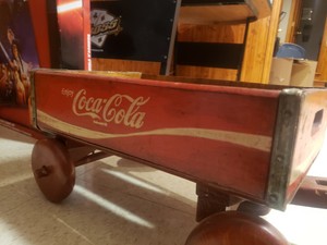 vintage coca cola wooden wagon