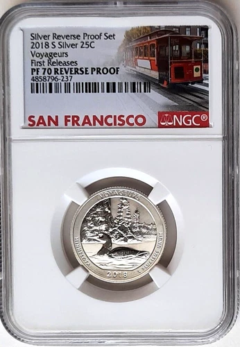 2018-S Silver Reverse Proof Voyageurs ATB Quarter NGC PF 70-First Releases