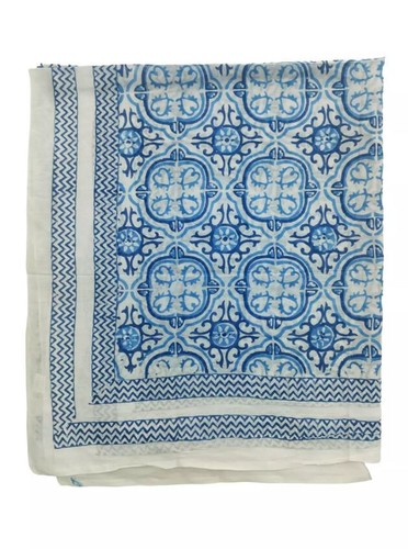 Blue Sarong Block Print,Beach Cover Up,Sarong Pareo for Women,Swimwear - Picture 6 of 6