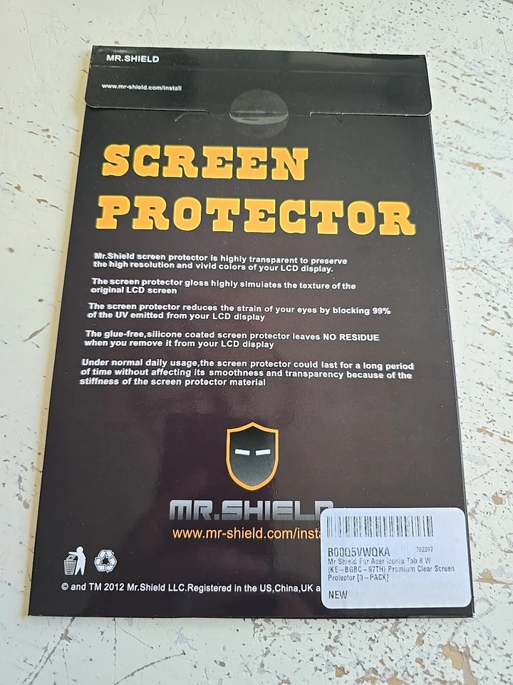 Lot Of 50 Mr. Shield screen protector 3 Pack for Acer Iconia Tab 8W  - Image 2 of 2