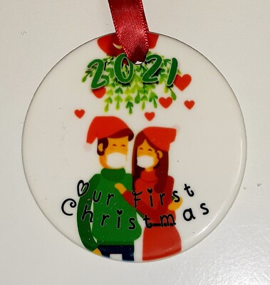 2021 Our First Christmas Mask Quarantine Porcelain Ornament- Funny