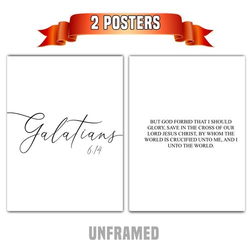 Galatians 6:14, Bible Verse Quote, Set of 2 Poster Prints, Home Wall Art Décor - Picture 3 of 6