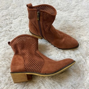 orange suede ankle boots
