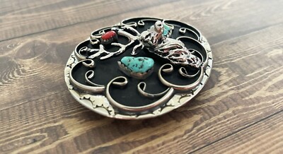 Silver Turquoise Coral 3D Deer Navajo Belt Buckle | eBay