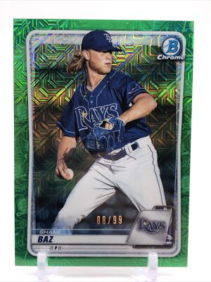 2020 Bowman Chrome Prospects Mega Box Green Mojo Refractor /99 Shane Baz Rays