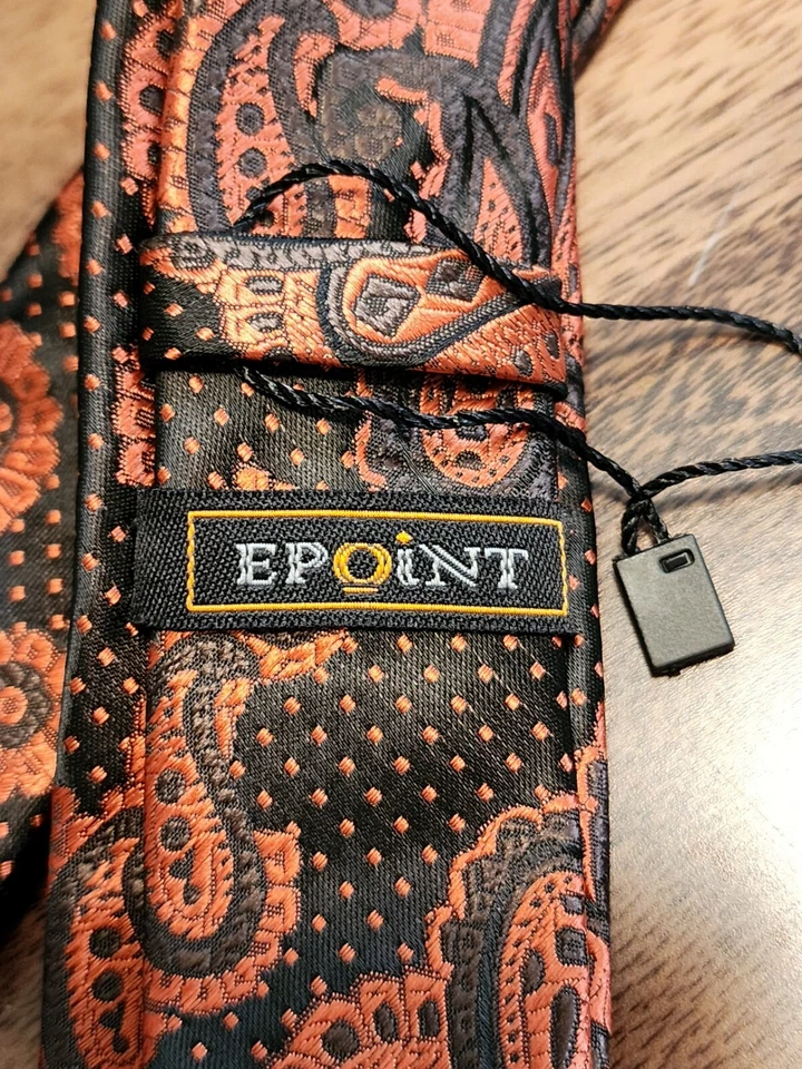Corbata de seda de cachemira negra naranja Epoint para hombre nueva con etiquetas Foto 3 de 4