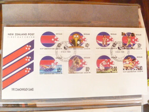 NEW ZEALAND 1990  COMMONWEALTH GAMES  AUCKLAND  SET OF 8 FDC
