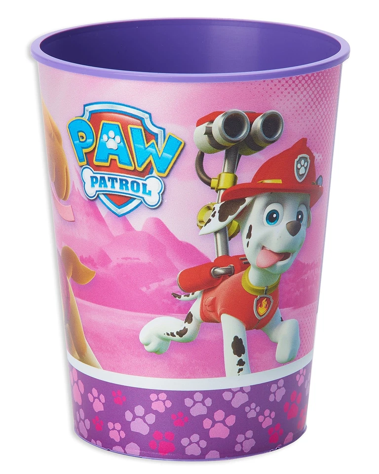 Suministros para fiestas Paw Patrol, tazas de plástico rosa (12 unidades) Foto 3 de 4