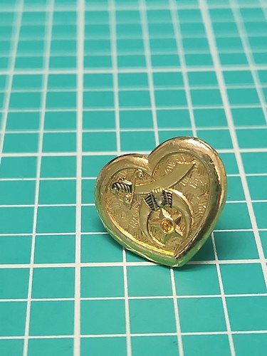Vtg Freemason Masonic Shriner Moila 1995 Heart Shaped Gold Tone Lapel Pin - Picture 3 of 11