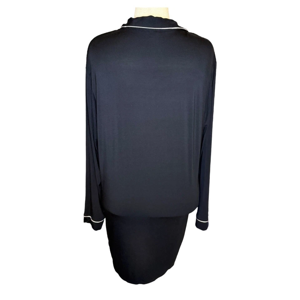 Eberjey Mujer XL Negro Manga Larga Botón Delantero Pijama Camisón Vestido Foto 3 de 4