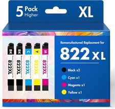 822XL Ink Cartridges 4-Pack Compatible for Epson WF-3820 WF-4820 WF-4830 Printer
