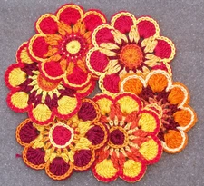 6 handmade cotton thread crochet applique flowers -- 3673