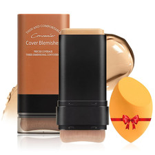 Full Coverage Foundation Stick with Contour Brush, Water Resistant  Lightweight