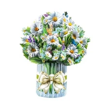 3D Colorful Paper Pop Up Bouquet Cards, Pop Up Greeting Cards for Mum, Daisy