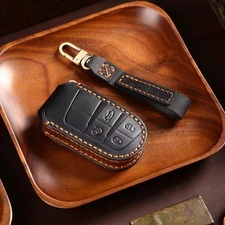 Genuine Leather Remote Key Fob Case Protector Cover Holder Fit for 3 to 5 Button