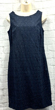 Soon Shift Dress Navy Blue Floral Lace Size 12 Romantic Zip Up Smart Party Fairy