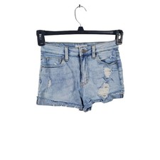 H M Shorts 2 Womens High Rise Cuffed Raw Hem Distressed Light Wash Summer