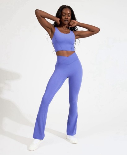 Buffbunny Collection Rosa Flare Leggings Purple Crossover Waist 3XL Yoga Pants
