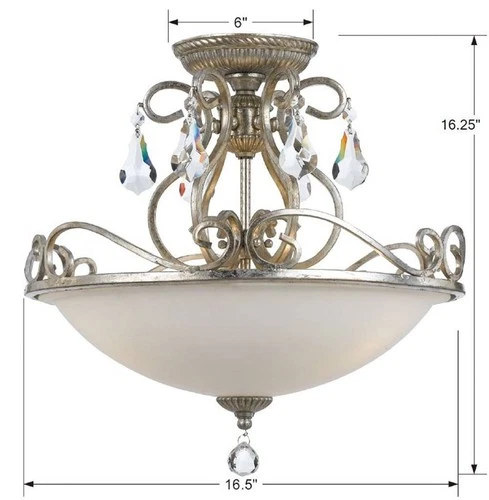 Crystorama Ashton 16 1/2" Silver Scrolls and Crystal Ceiling Light - Picture 6 of 6