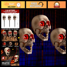 Creepy Halloween Animatronic Skull Decorations - Sound Activated, Light Up Eyes,