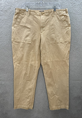 Lands End Pants Womens 18 Tan Duck Canvas Workwear Outdoors Hiking Camping