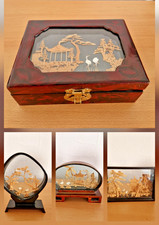 Chinesische Vintage Diorama  Korkschnitzerei  KONVOLUT -  6 Artikel