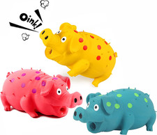 3-Pack Squeaky Pig Dog Toys - Durable Rubber Chew Toys with Oinking  Grunting S