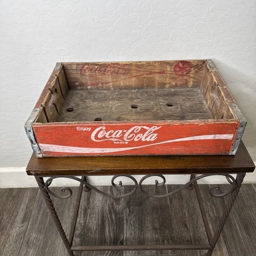VTG Coca-Cola Wooden Crate Red & White Logo 18.5 X 12 x 4