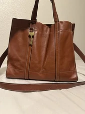 Fossil Carmen leather shopper bag in the brandy color