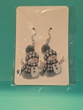 Snowman Winter Christmas Holiday Dangle Earrings Acrylic