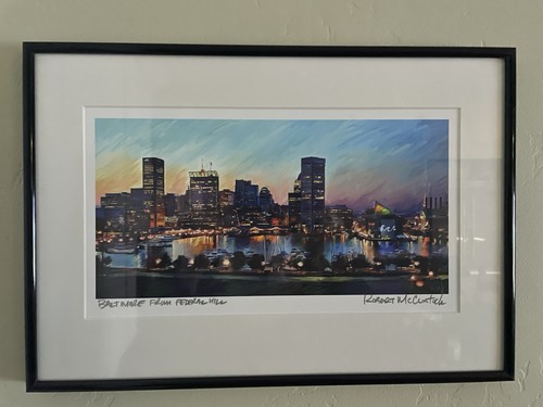 ROBERT MCCLINTOCK'S, 2010 “Baltimore From Federal Hill” Signed Matted Framed - Picture 1 of 2