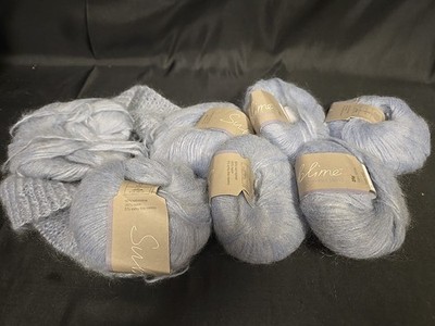 Lot of 6 & BONUS BALL Kid Mohair Blend Sublime Yarn 25g/122yd Shade 0071 Blue