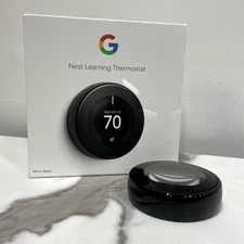 Google Nest Learning Thermostat 3rd Gen Used Good Condition (Mirror Black)
