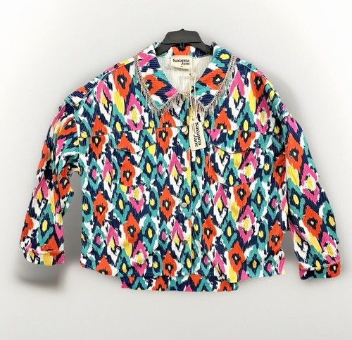 Chaqueta Savanna Jane Azteca Suroeste Estrás 3X Bolsillos Blanco Multicolor Nueva con Etiquetas - Imagen 1 de 12