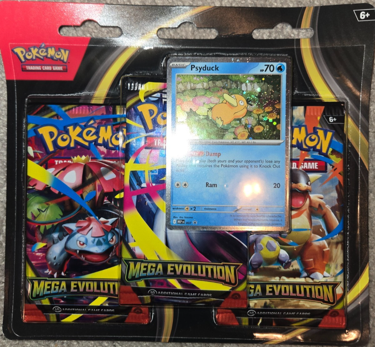 Pokemon TCG Mega Evolution Base Set 3-Pack Blister |Psyduck |BRAND