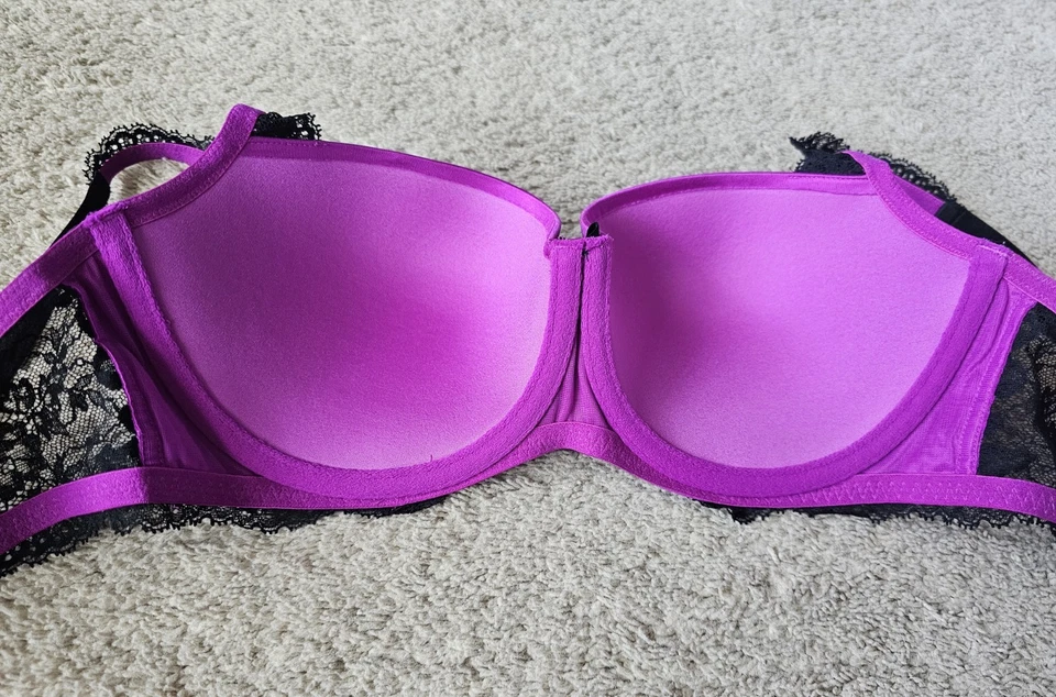 Victoria's Secret Very Sexy Balconet Bra Purple Black 36D Lace Lingerie Intimate - Image 3 of 4