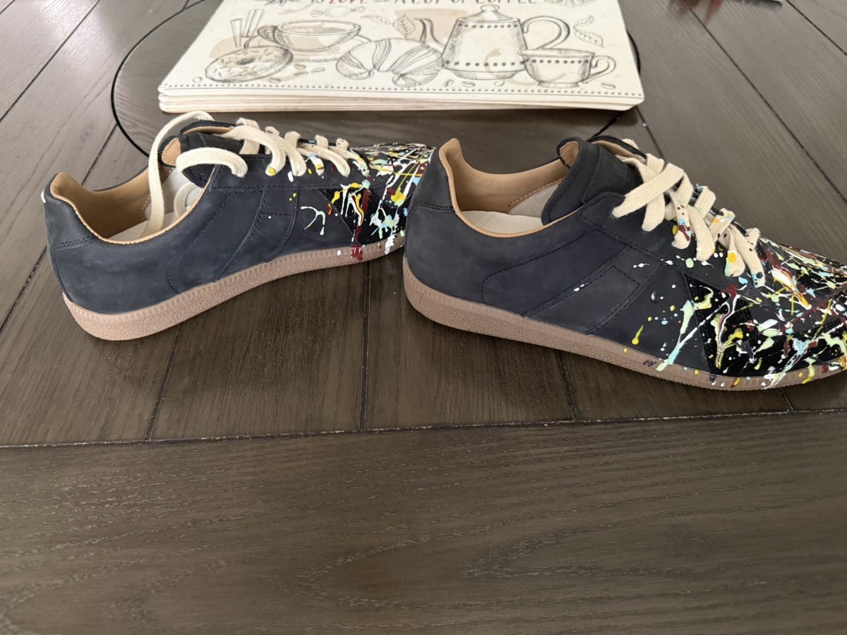 Maison Margiela Replica Black Paint Splatter Sneakers Size 9 EU 42