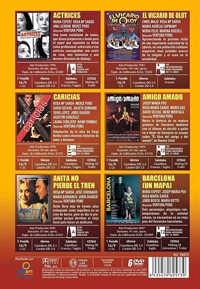 Pack Rosa María Sardá 6 DVDs ACTRICES – EL VICARIO DE OLOT – CARICIAS – AMIGO AM - Bild 2 von 4