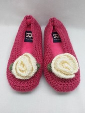 Ruby Brown Pink Slippers with Cream Rose size S  EU 36/37 New in Box