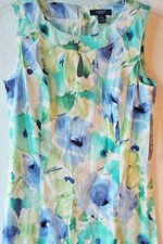 Chaps by Ralph Lauren Sz 8 Keyhole Floral Sateen Watercolor Sheath Dress