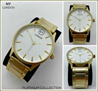 Men's CLASSY ELEGANT DRESSY Round Gold LUXURY Designer Fashion WRIST WATCH 46mm