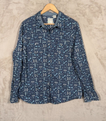 Roper Western Shirt Mens XL Aztec Blue