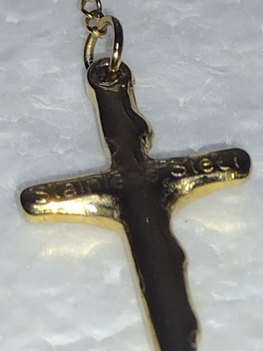 Rosary with Crucifix Gold Tone Stainless Steel Beads Chain & Pendant 32 inches - Picture 14 of 14