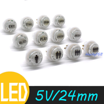 24mm Arcade LED Push Buttons illuminated COIN 1P 2P JAMMA MAME Raspberry 5V DIY