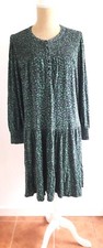 Monsoon Size M Green Blue Floral Jersey Smocked Boho Cottagecore Prarie Dress