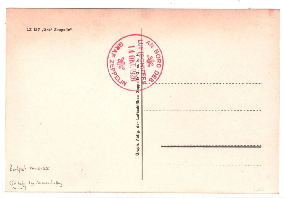 GERMANY AIRSHIP Real Photo Postcard Superb GRAF ZEPPELIN An Bord 1928 CDS MA2101 - Image 3 of 4