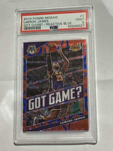 LeBron James [Reactive Blue] #7 2019 Panini Mosaic Got Game card