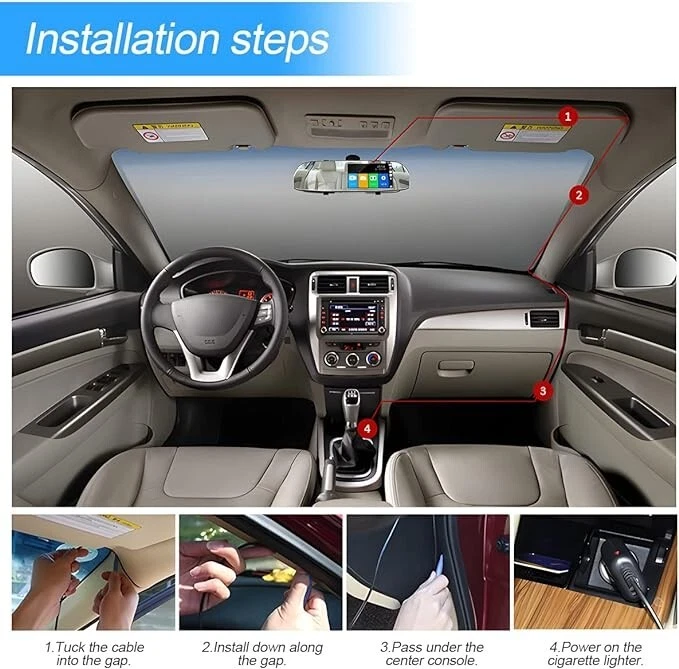 Car Dash Cam Backup Rearview Mirror Camera, 4.3" Full HD 1080P Smart Rearview... - Image 4 of 4